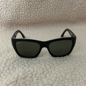 Ray-Ban Black Rectangular Green Polarized Lens